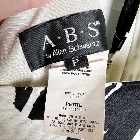 ABS Allen Schwartz - Vintage Black & White Floral Print Halter Dress - Sz. SP - Picture 3 of 7